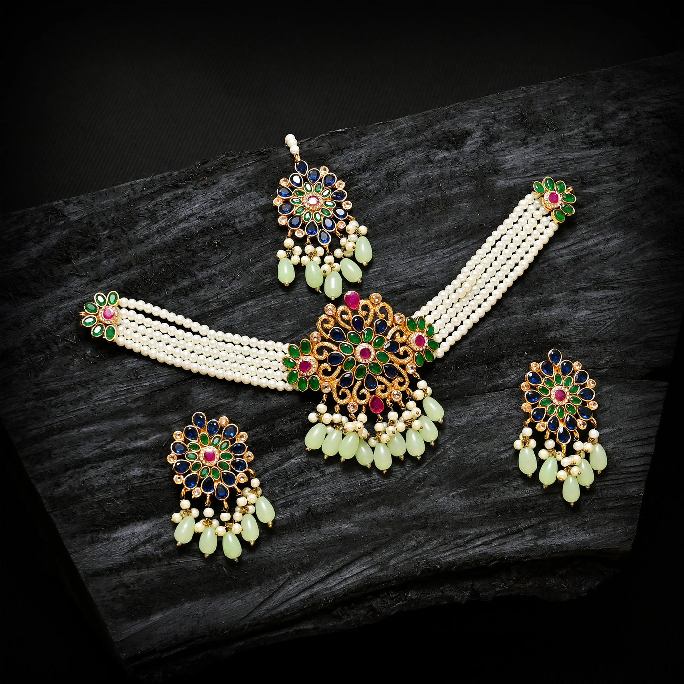 Pearl Zircon Choker Set | CS-01