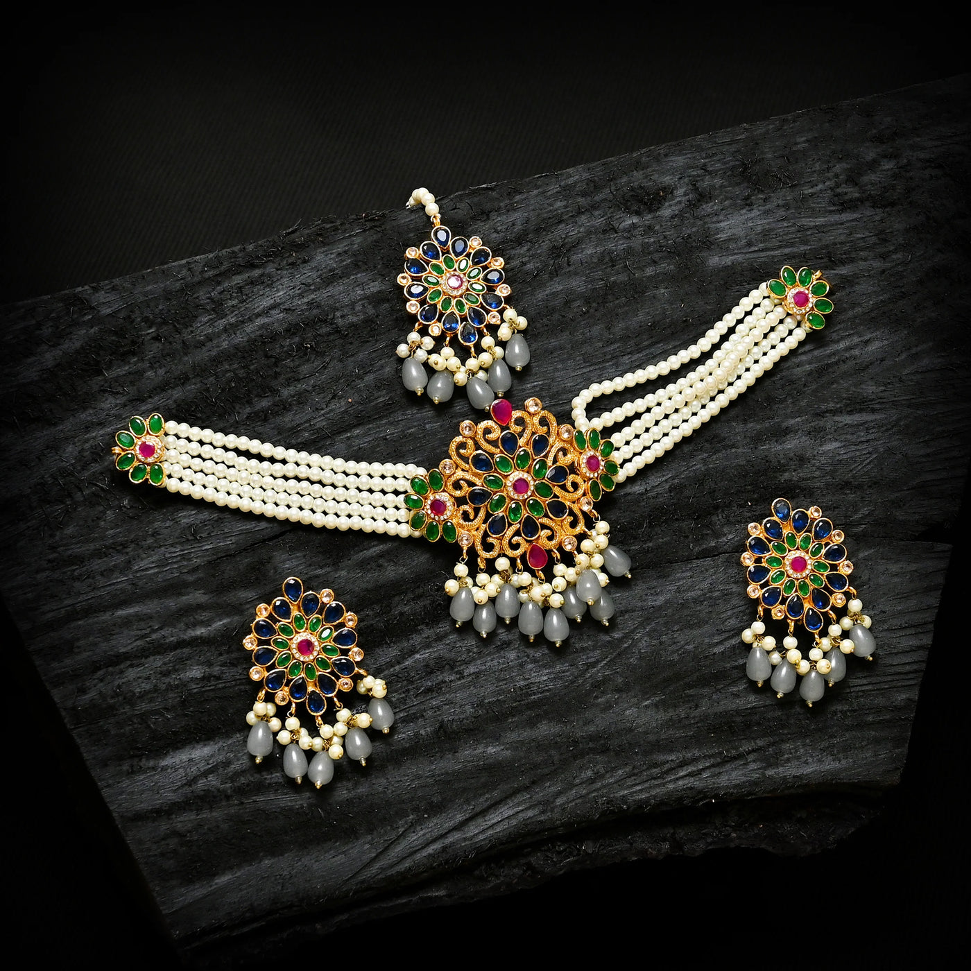 Pearl Zircon Choker Set | CS-01