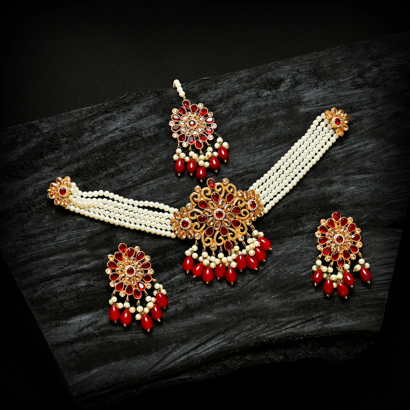 Pearl Zircon Choker Set | CS-01