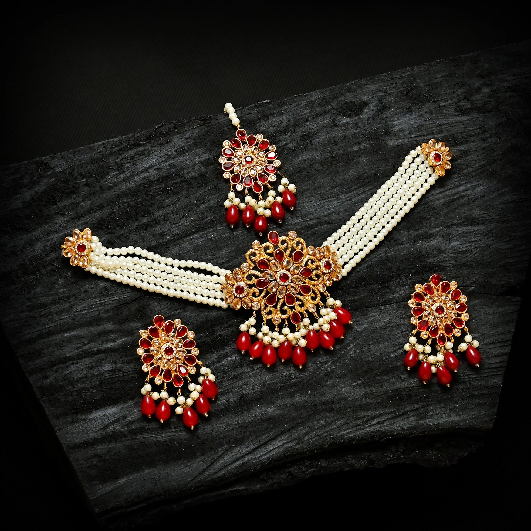 Pearl Zircon Choker Set | CS-01