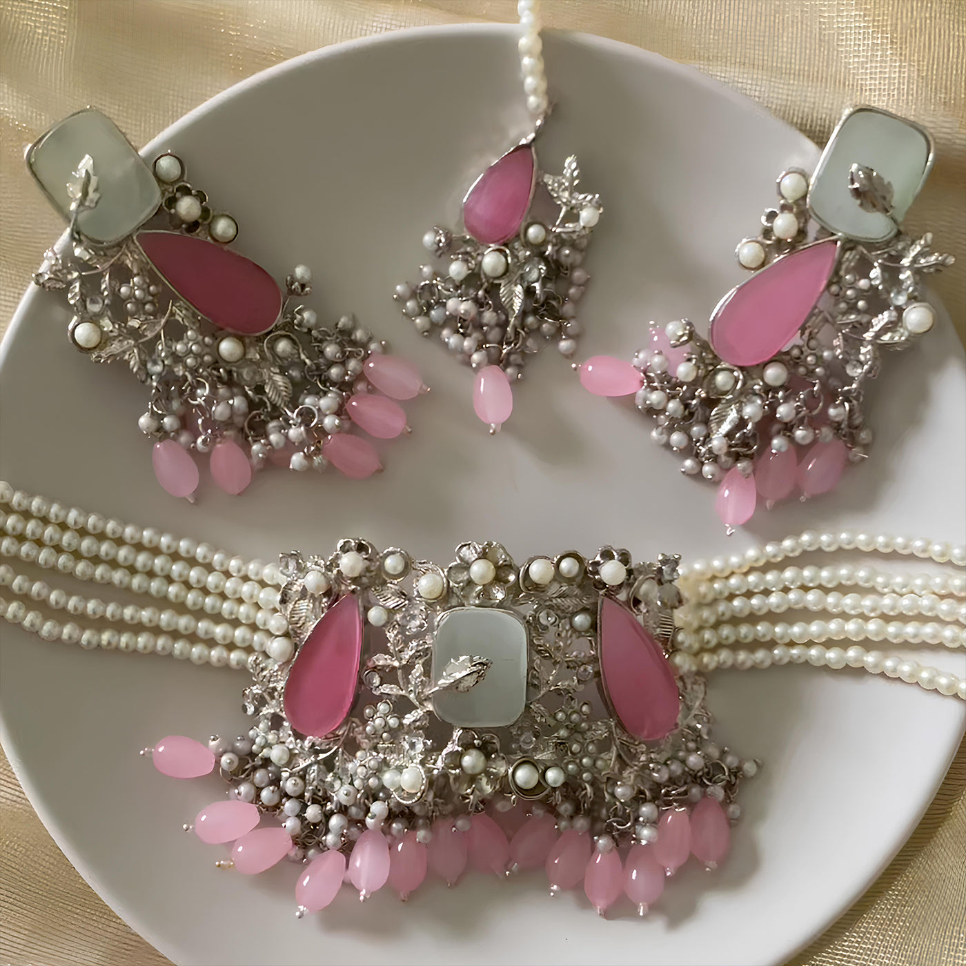 Emerald Pearl Enchantment Choker Set | CS-08
