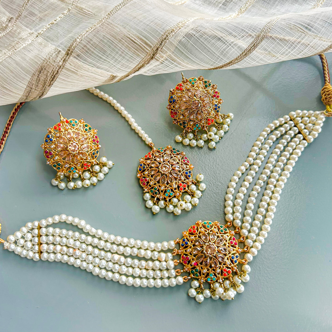 Moti-e-Abroo Pearl Majesty Choker Set | CS-53