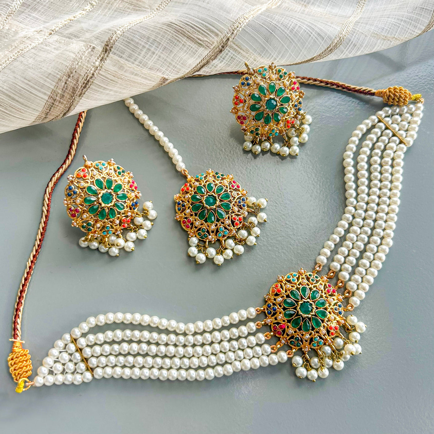 Moti-e-Abroo Pearl Majesty Choker Set | CS-53