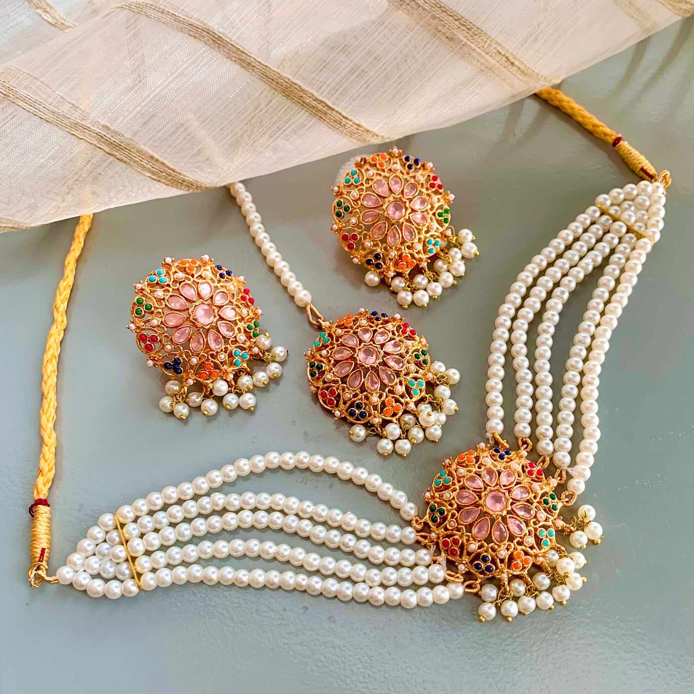 Moti-e-Abroo Pearl Majesty Choker Set | CS-53