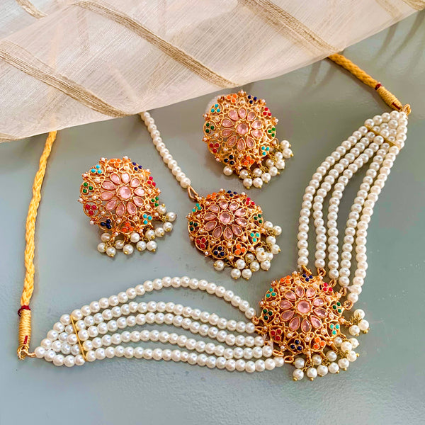 Moti-e-Abroo Pearl Majesty Choker Set | CS-53