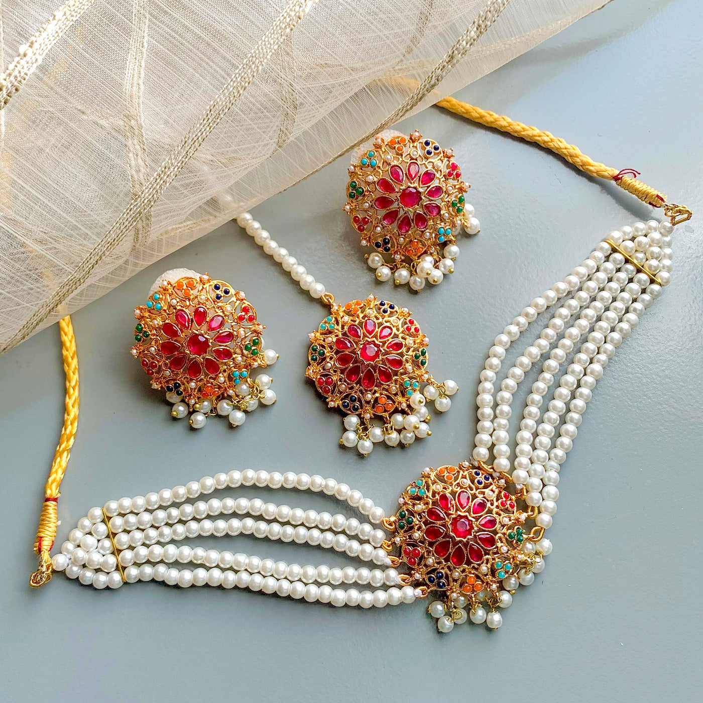 Moti-e-Abroo Pearl Majesty Choker Set | CS-53