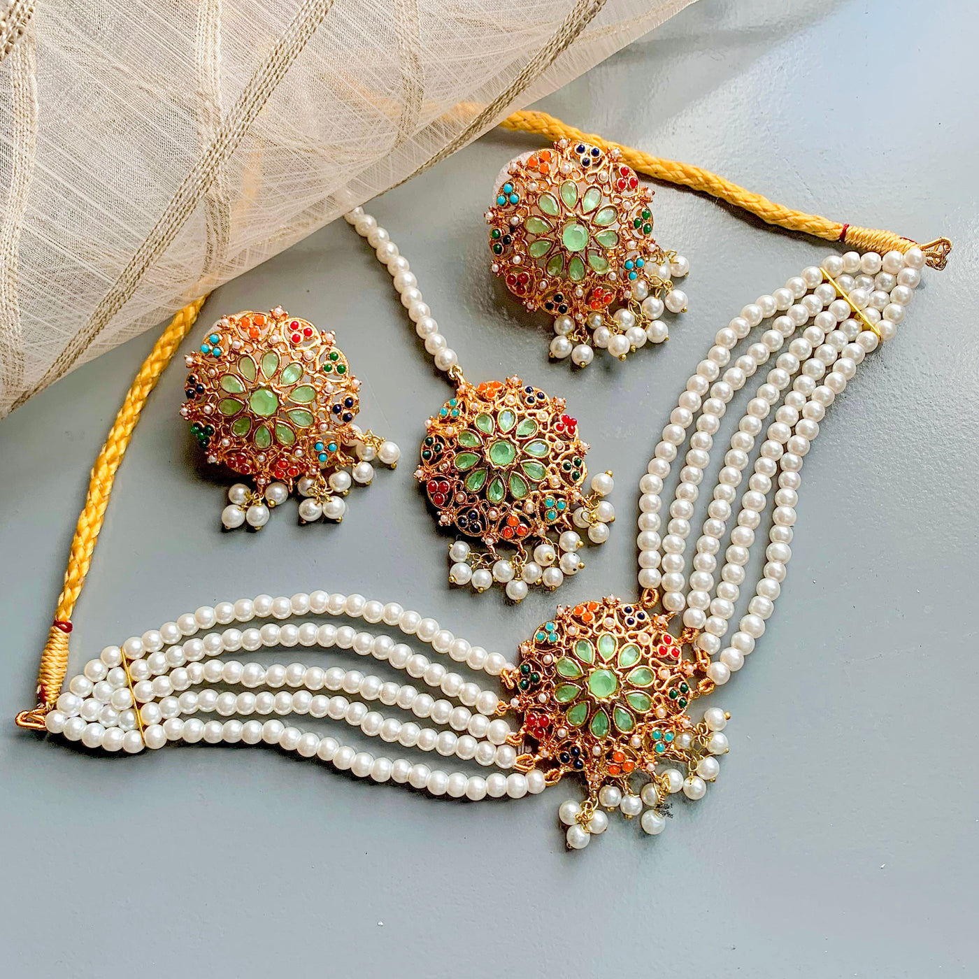 Moti-e-Abroo Pearl Majesty Choker Set | CS-53