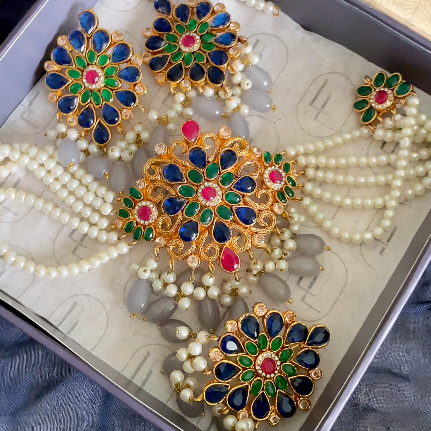 Pearl Zircon Choker Set | CS-01