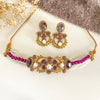 Rangreza Pakistani bridal choker set in plum purple - wedding jewelry Dubai gift ready